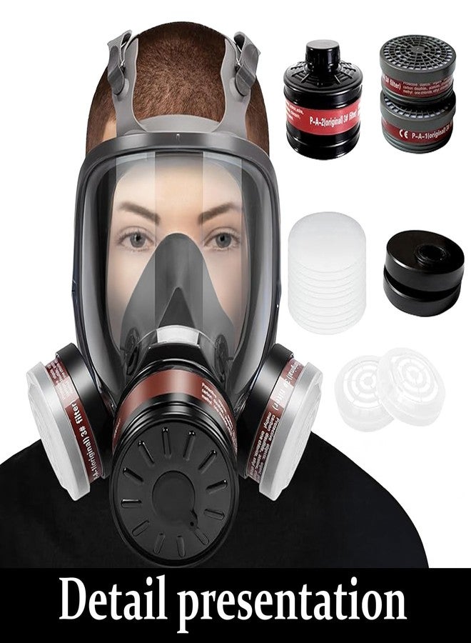 RarePicks Full Face Respirator | Reusable Dust Mask With 40mm Activated Carbon Filter For Organic Vapor, Formaldehyde, Epoxy Resin, Paint, Chemical Fumes, Dust, & Industrial Protection - Image 4
