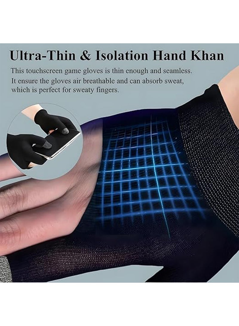 1 Pairs E-Sports Gaming Gloves＋4 Pcs Mobile Esports Gaming Finger Sleeve，Anti-Sweat Breathable Thumb for Highly Sensitive Nano-Silver Fiber Material and Nylon PUBG Mobile Phone Games Accessories - Image 3