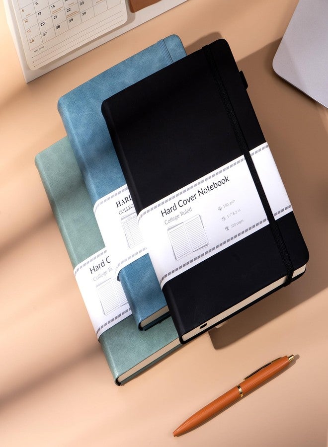 CAGIE 3 Pack Journals Notebooks for Women Men Thick Lined Journaling Notebooks A5 Leather Journals for Writing Hardcover Journal Supplies Diary, Green& Black& Blue - Image 3