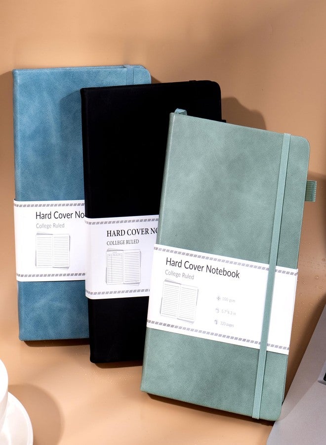 CAGIE 3 Pack Journals Notebooks for Women Men Thick Lined Journaling Notebooks A5 Leather Journals for Writing Hardcover Journal Supplies Diary, Green& Black& Blue - Image 2