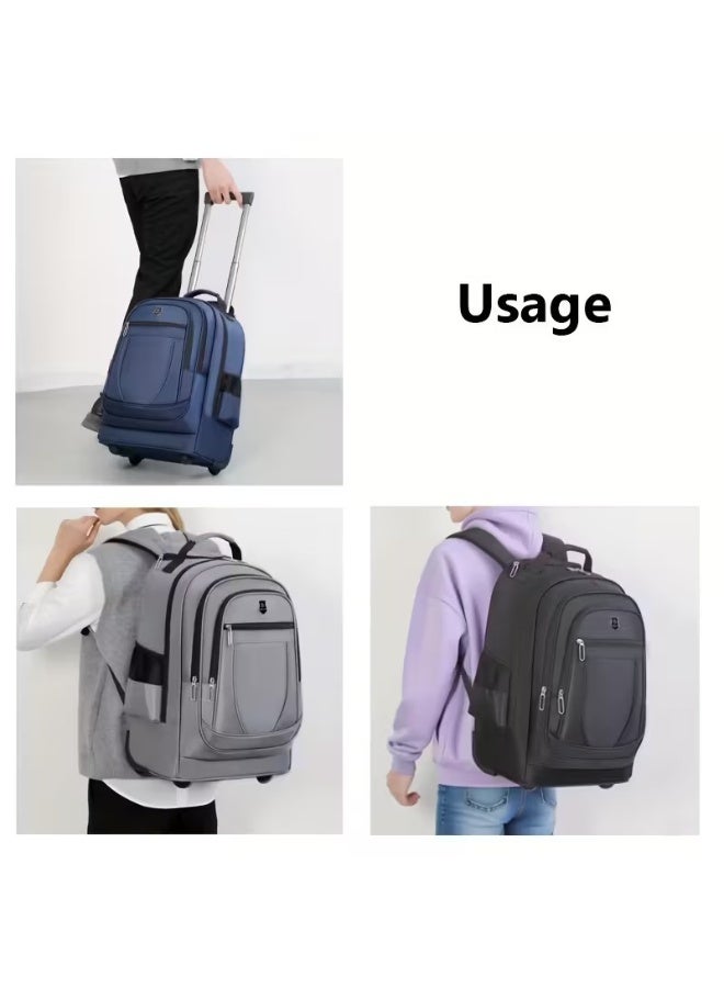Rolling Travel Backpack with Retractable Handle â€“ 18 Inch Wheeled Business & School Laptop Bag for Men and Women, Multi-Compartment, Waterproof & Convertible Design - Image 3