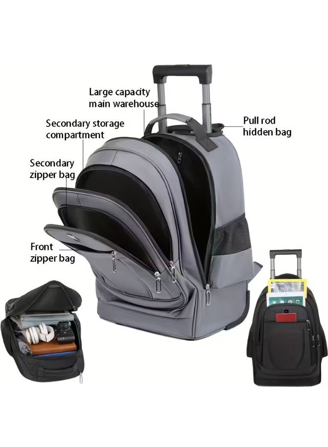 Rolling Travel Backpack with Retractable Handle â€“ 18 Inch Wheeled Business & School Laptop Bag for Men and Women, Multi-Compartment, Waterproof & Convertible Design - Image 4