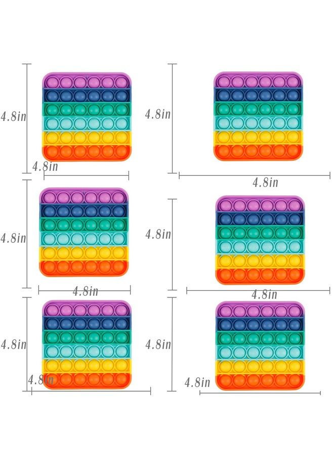 Genovega - 6 Packs Pop Fidget Pops Toys Gifts For Boys Girls Kids Classroom Tools Aids Push Bubble Sensory Party Grade Group Preschool Graduation Favors Instruction Learning Game Rainbow Square Bulk - Image 1