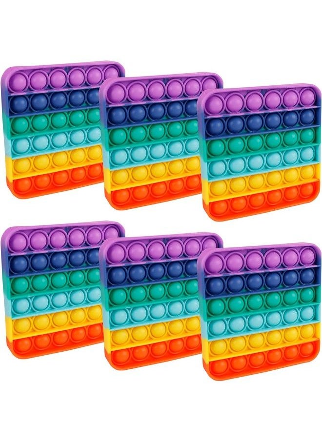 Genovega - 6 Packs Pop Fidget Pops Toys Gifts For Boys Girls Kids Classroom Tools Aids Push Bubble Sensory Party Grade Group Preschool Graduation Favors Instruction Learning Game Rainbow Square Bulk - Image 1