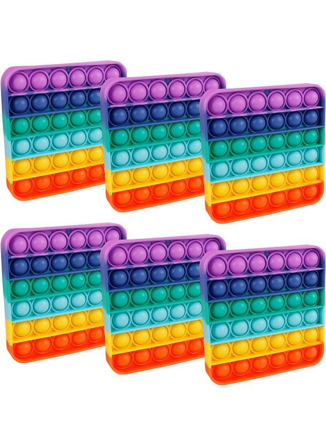 Genovega - 6 Packs Pop Fidget Pops Toys Gifts For Boys Girls Kids Classroom Tools Aids Push Bubble Sensory Party Grade Group Preschool Graduation Favors Instruction Learning Game Rainbow Square Bulk - Image 1