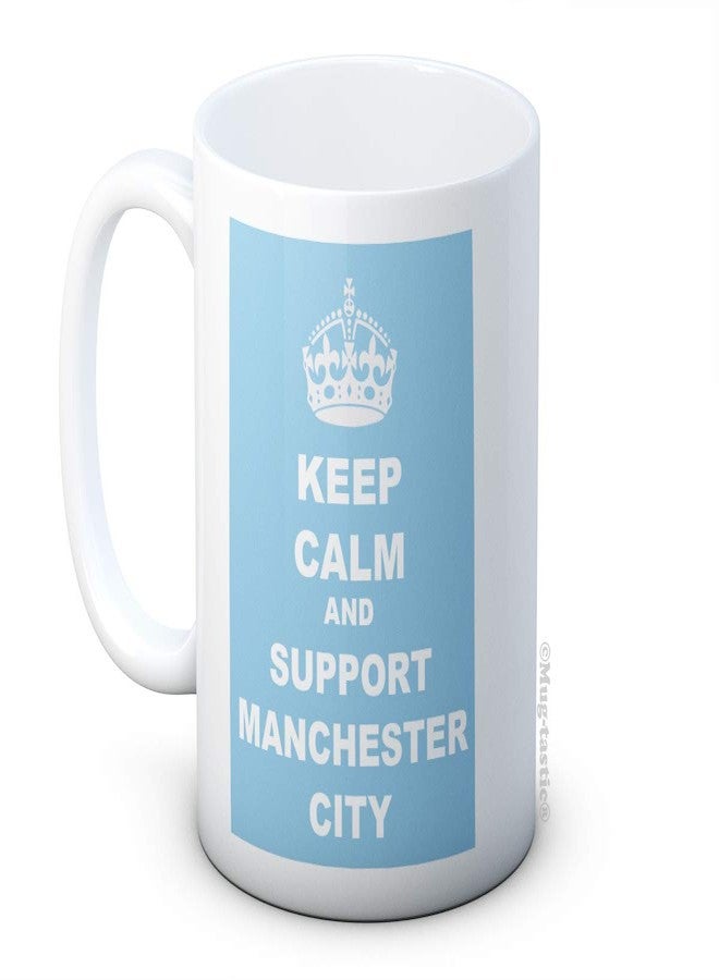 mug-tastic حافظ على هدوئك وشجع مانشستر سيتي - كوب قهوة سيراميك - Image 1