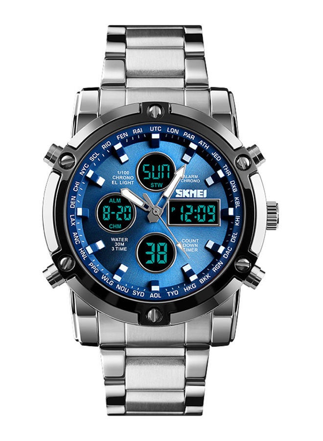 Men's Stainless Steel Digital/Analog Watch J41Sbl - 48 mm - Silver - Image 1