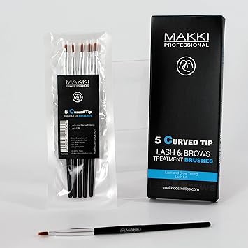Makki 5 Curved Tip Brush Applicators for Eyelash tint Eye Brow tinting and lash perm curl - Image 3