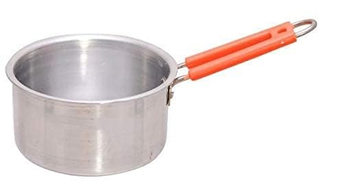 Aluminium Sauce Flat Bottom Providing PAN Tea PANMilk PAN Pack of 2 SIZE400 ML and 600ML Combo Silver  - Image 4