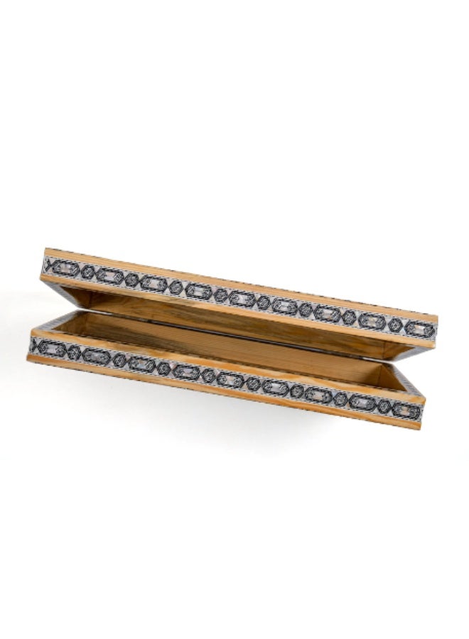 Handmade Backgammon & Chess Wooden Folding Board Inlaid with Natural Shell & Mother of Pearl, Light Wood Multicolor - Size 40x40 cm - Image 5