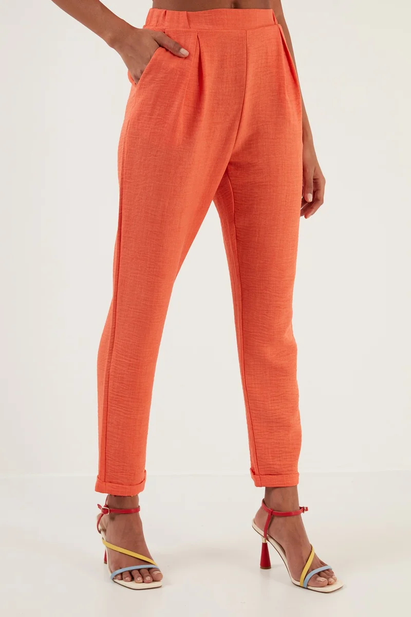 ليلا Linen Look Pocket Trousers Women's Trousers 611AU07