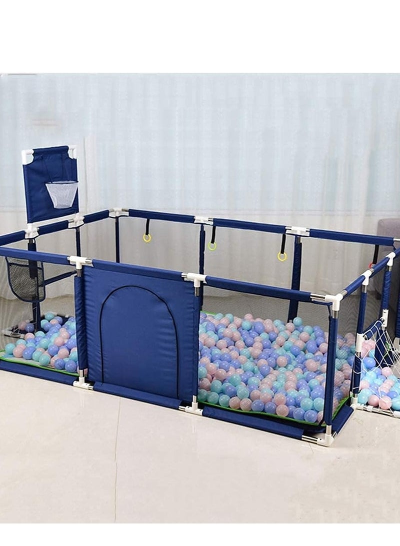 Toddler Baby Playpen for Twin, Foldable Safety with Basketball Hoop, Comes Bracket, without Climbing Pad (Blue, Large) - Image 5