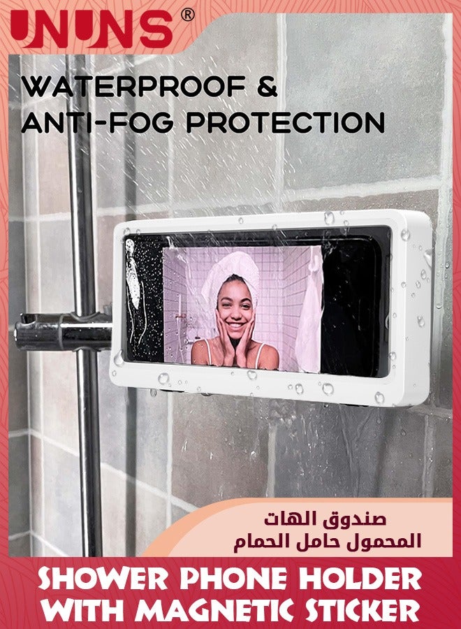 UNUNS Shower Phone Holder With Waterproof Sound Diaphragm,Multi-Directional Dual 360° Rotating Suction Cup Phone Mount Stand For Bathroom/Kitchen/Shower,Compatible 4-7"All Phones,Good For TikTok - Image 3
