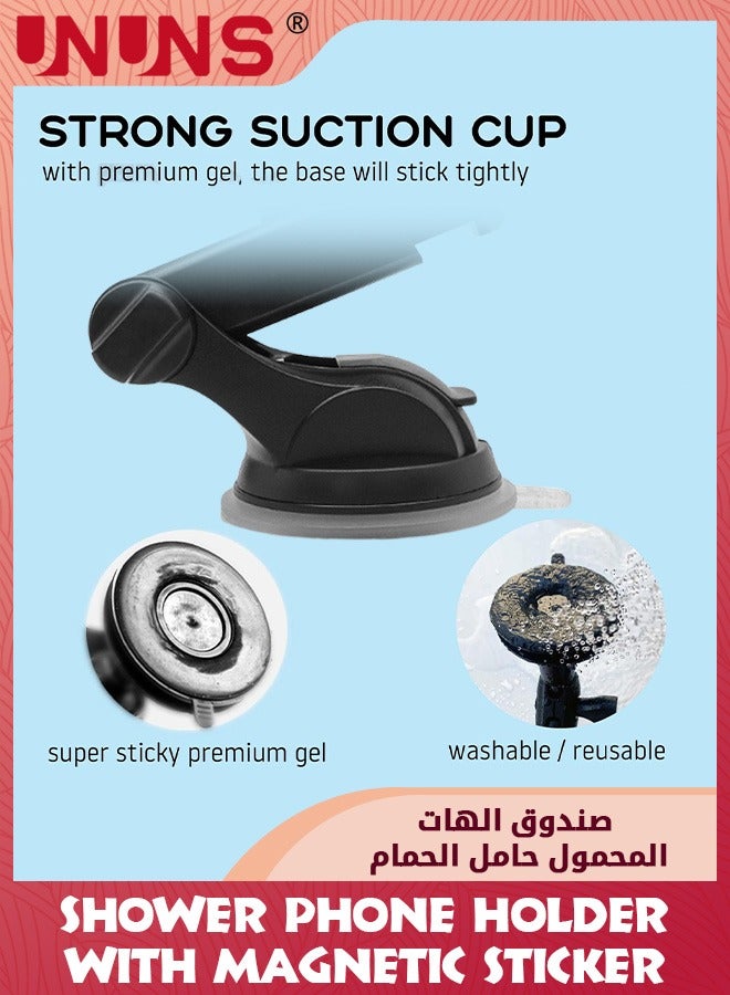 UNUNS Shower Phone Holder With Waterproof Sound Diaphragm,Multi-Directional Dual 360° Rotating Suction Cup Phone Mount Stand For Bathroom/Kitchen/Shower,Compatible 4-7"All Phones,Good For TikTok - Image 5