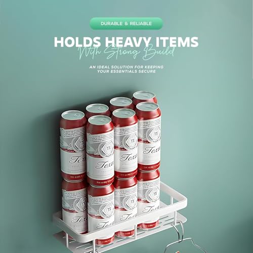 MIORAH Self Adhesive Bathroom Shelf, Rustproof Aluminium Wall Organizer Rack, No Drill Shower Storage White Pack of 2 - Image 3