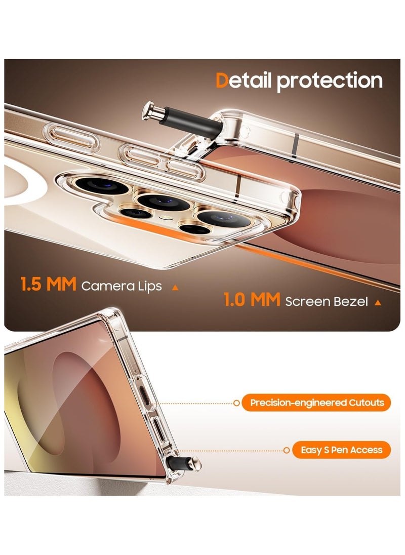 Denx - Samsung S23 Ultra Magsafe Case 2023 Slim Thin Magnetic Cover Anti Yellowing Anti Scratch Hard Back Crystal Clear - Image 1