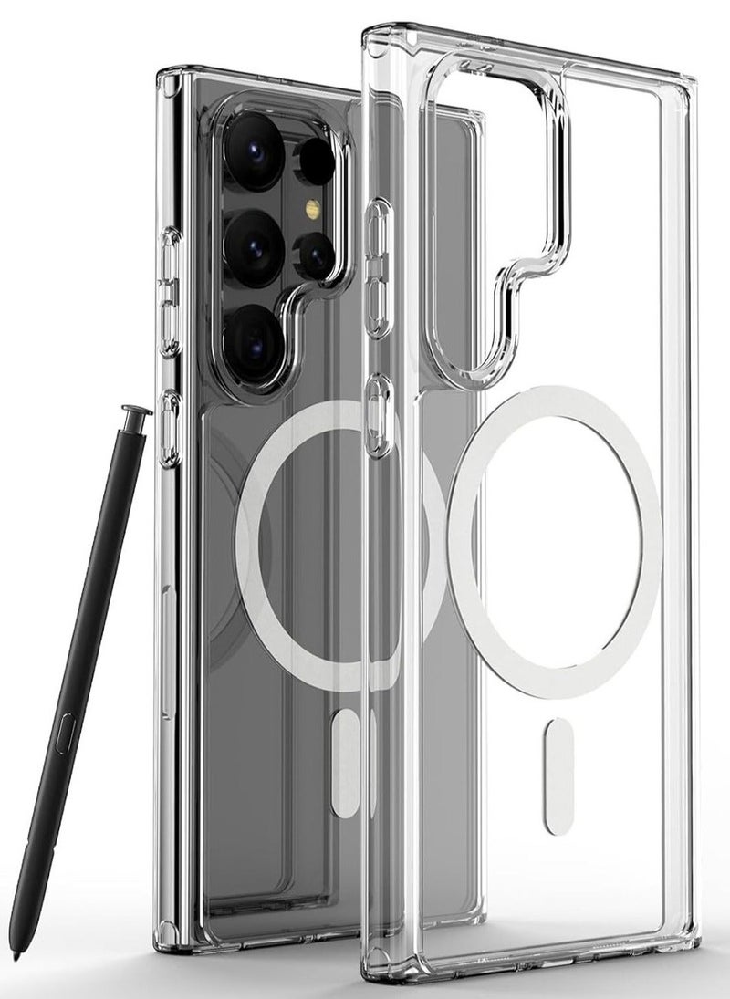 ACLIX Samsung S23 Ultra Magsafe Case 2023 Slim Thin Magnetic Cover Anti Yellowing Anti Scratch Hard Back Crystal Clear - Image 1