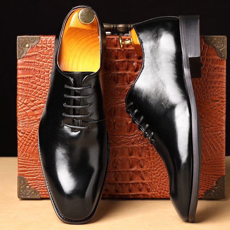 Cross-border foreign trade leather shoes British style business formal leather shoes men's lace-up large size leather shoes Wenzhou factory direct sales on behalf of yellow 46 - Image 5