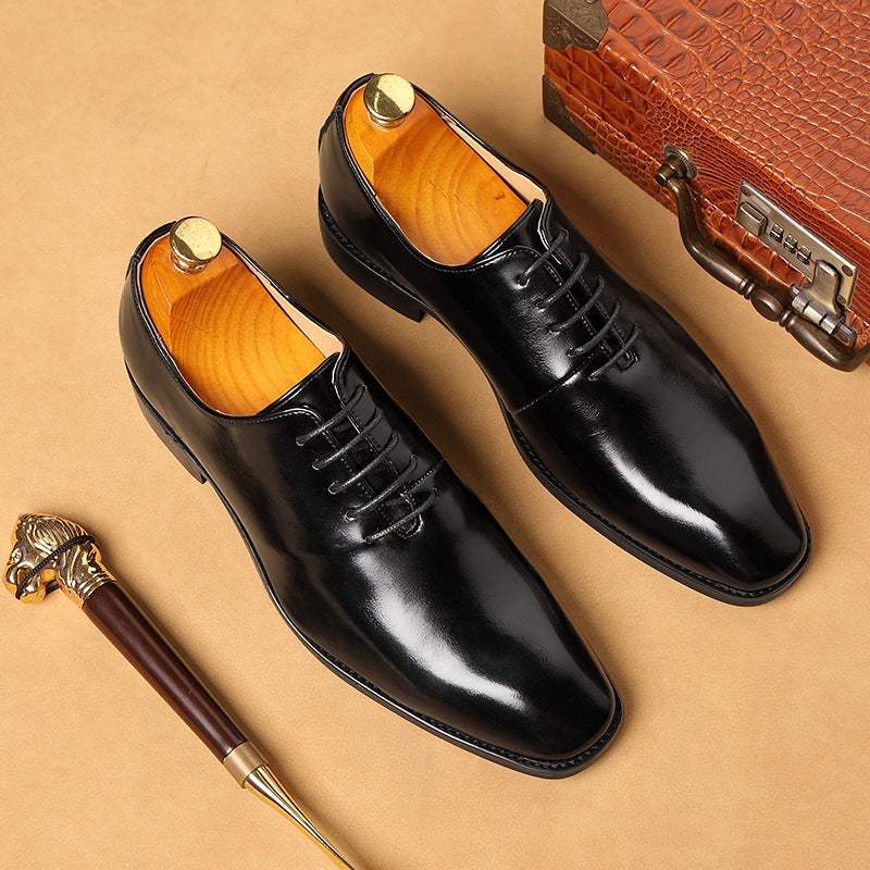 Cross-border foreign trade leather shoes British style business formal leather shoes men's lace-up large size leather shoes Wenzhou factory direct sales on behalf of yellow 46 - Image 4
