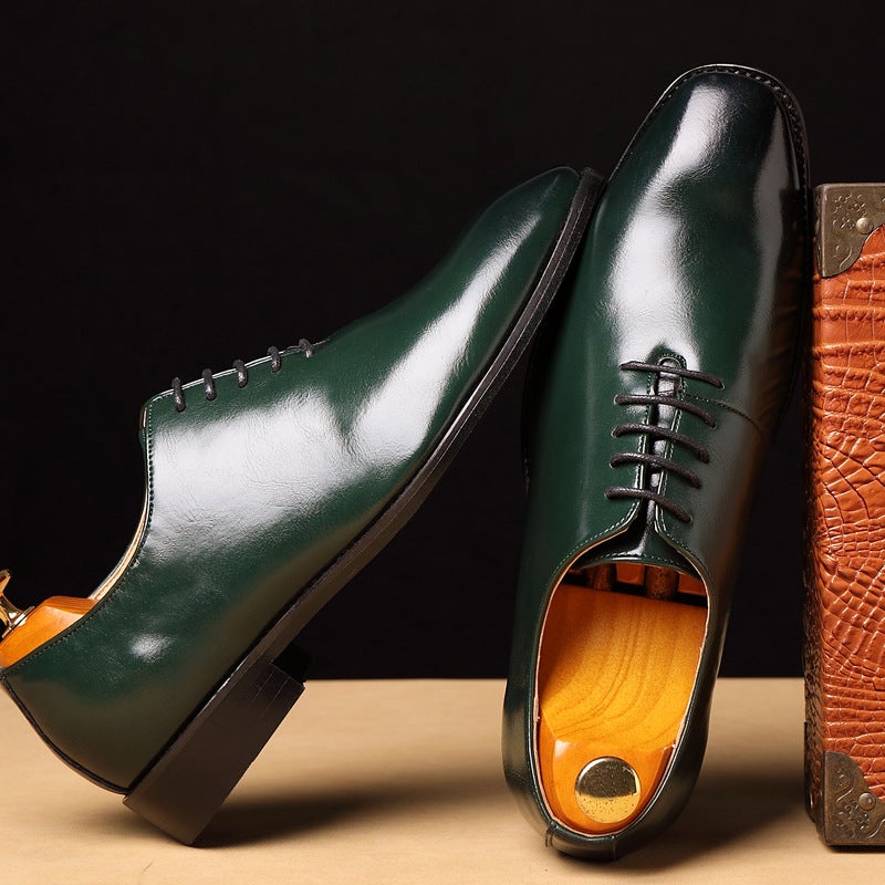 Cross-border foreign trade leather shoes British style business formal leather shoes men's lace-up large size leather shoes Wenzhou factory direct sales on behalf of yellow 46 - Image 3