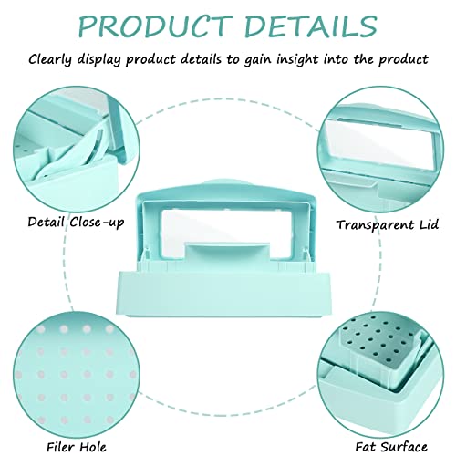 Gusnilo Barbicide Disinfectant Box Nail Art Tools Sanitizing Tray Disinfectant Container Nail Tool Sterilizer Box Plastic Clean Sterilizer Box Storage Organizer for Nail Manicure Tool (Light Green) - Image 4