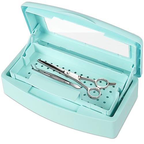 Gusnilo Barbicide Disinfectant Box Nail Art Tools Sanitizing Tray Disinfectant Container Nail Tool Sterilizer Box Plastic Clean Sterilizer Box Storage Organizer for Nail Manicure Tool (Light Green) - Image 1