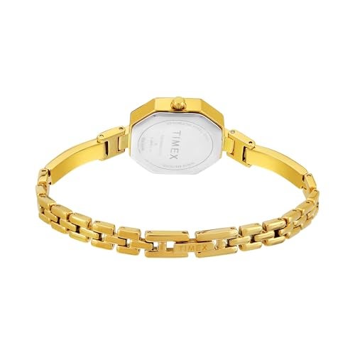 TIMEX Analog Watch for Women with Silver Tone Octagonal Dial & Gold Brass Bracelet Band Water Resistant Women's Wrist Watches - TWEL195SMU01 - Image 4