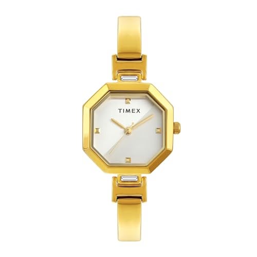 TIMEX Analog Watch for Women with Silver Tone Octagonal Dial & Gold Brass Bracelet Band Water Resistant Women's Wrist Watches - TWEL195SMU01 - Image 1