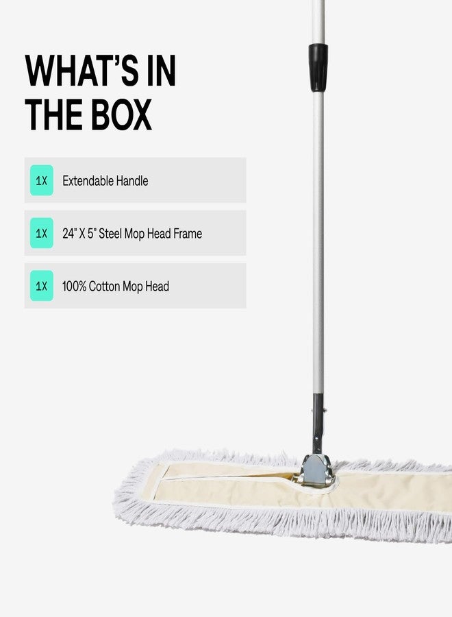 Tidy Tools Industrial Strength Cotton Dust Mop with Extendable Metal Telescopic Handle and Frame (24 X 5 Inch) - Image 3