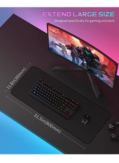 KASTWAVE Gaming Mouse Pad, Extended Large Mousepad with Superior Micro-Weave Cloth, Waterproof Keyboard Pad with Stitched Edges, Non-Slip Base, 31.5 x 11.8 inch, Black  - Image 3