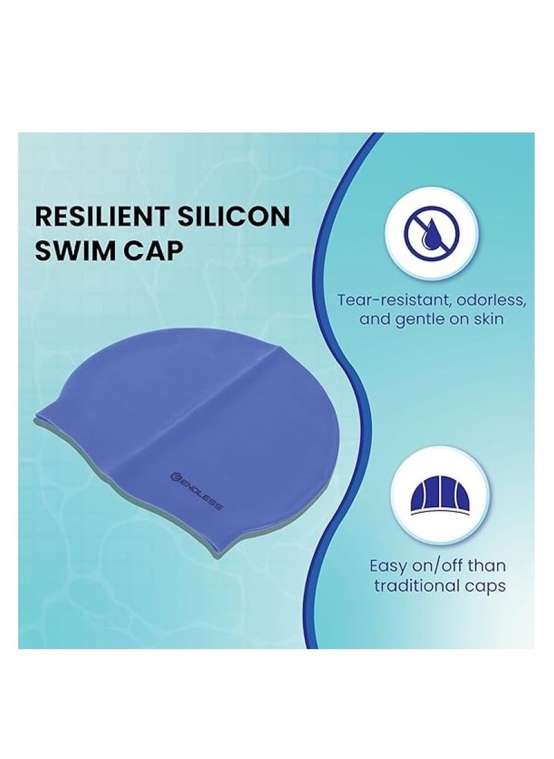 ENDLESS  Comfortable Silicon Swimming Cap with Ergonomic Ear Pockets | Fully Elastic Waterproof Cap for Long and Short Hair with Thicker Edge | For Women and Men  - Image 2