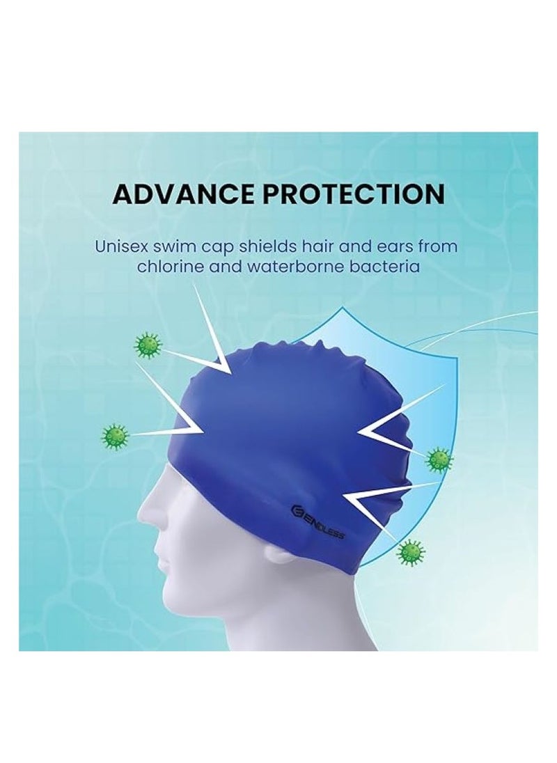 ENDLESS  Comfortable Silicon Swimming Cap with Ergonomic Ear Pockets | Fully Elastic Waterproof Cap for Long and Short Hair with Thicker Edge | For Women and Men  - Image 4
