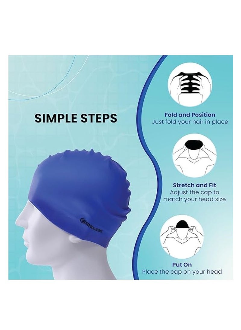 ENDLESS  Comfortable Silicon Swimming Cap with Ergonomic Ear Pockets | Fully Elastic Waterproof Cap for Long and Short Hair with Thicker Edge | For Women and Men  - Image 5