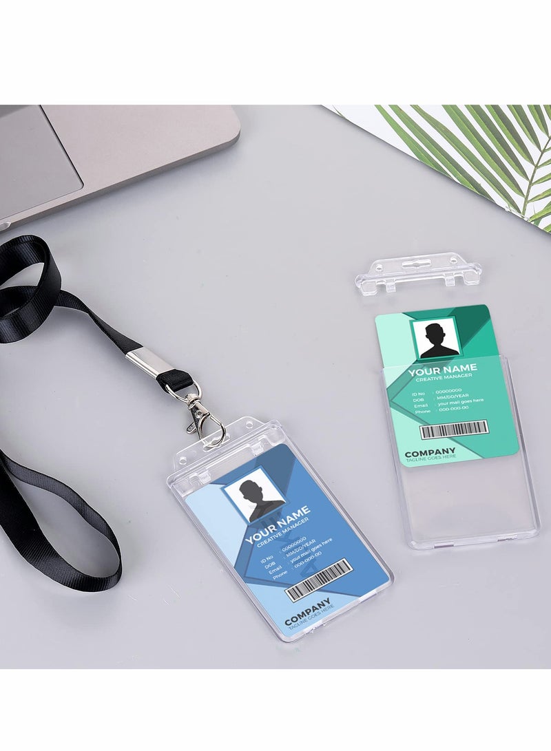 Excefore Hard Plastic Badge Holder, Clear Locking ID Badge Holder Heavy Duty Badge Protector Top Load Badge Case Vertical Badge Holder 10 Pieces - Image 2