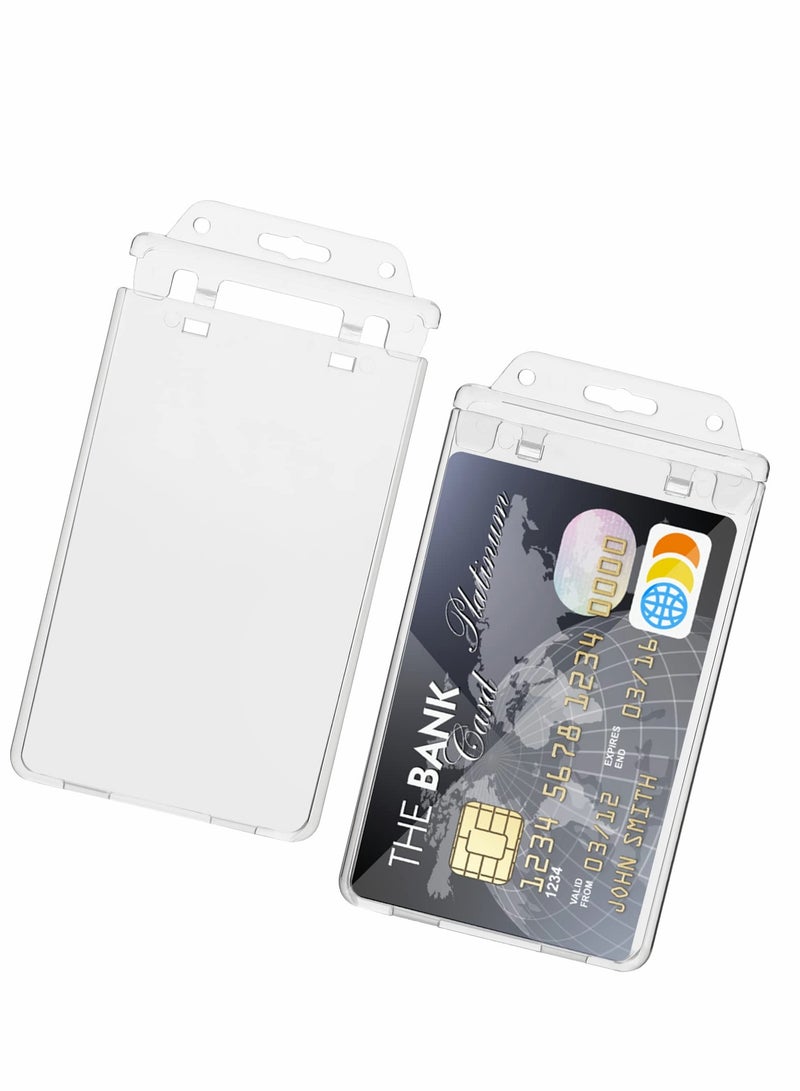 Excefore Hard Plastic Badge Holder, Clear Locking ID Badge Holder Heavy Duty Badge Protector Top Load Badge Case Vertical Badge Holder 10 Pieces - Image 1