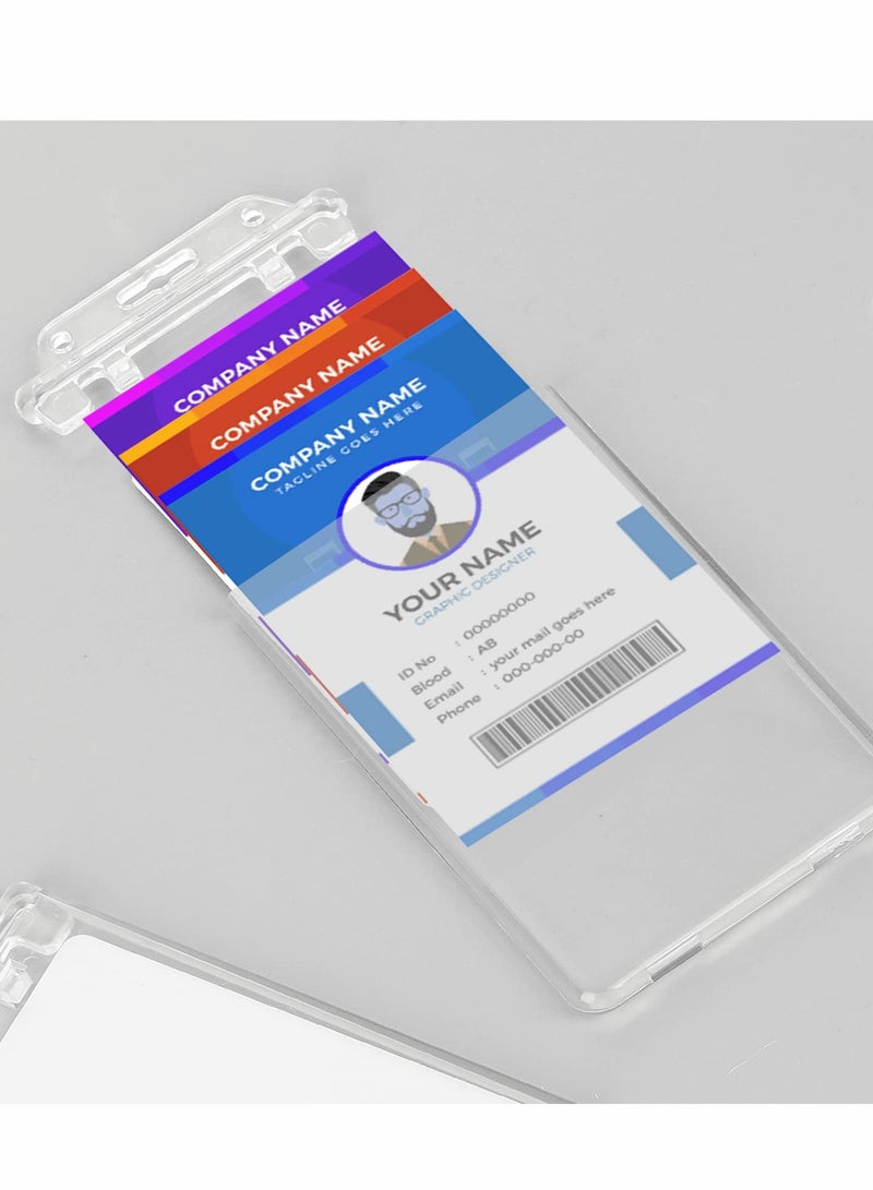 Excefore Hard Plastic Badge Holder, Clear Locking ID Badge Holder Heavy Duty Badge Protector Top Load Badge Case Vertical Badge Holder 10 Pieces - Image 5
