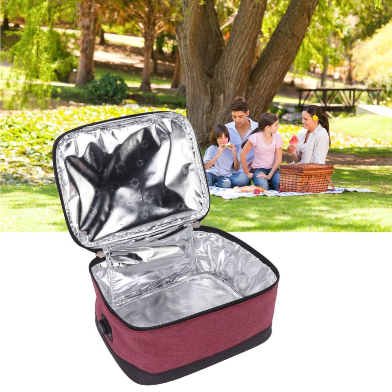 USB Powered Portable Food Warmer Oven Electric Heated Lunch Box Wine Red - Image 5