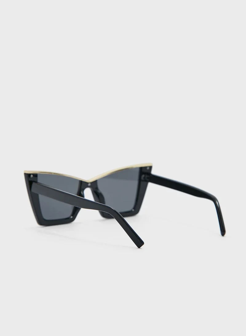 ELLA Metallic Trim Detail Cateye  Sunglasses