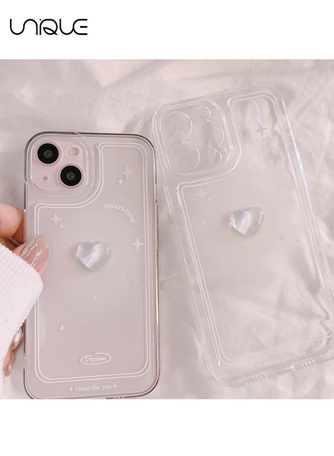 يونيك متوافق مع حافظات ايفون 15 ، حافظات قلبية ثلاثية الأبعاد ، حافظات هاتف واضحة - حافظات هاتف أنيقة وبسيطة - حماية من السقوط TPU - Image 5