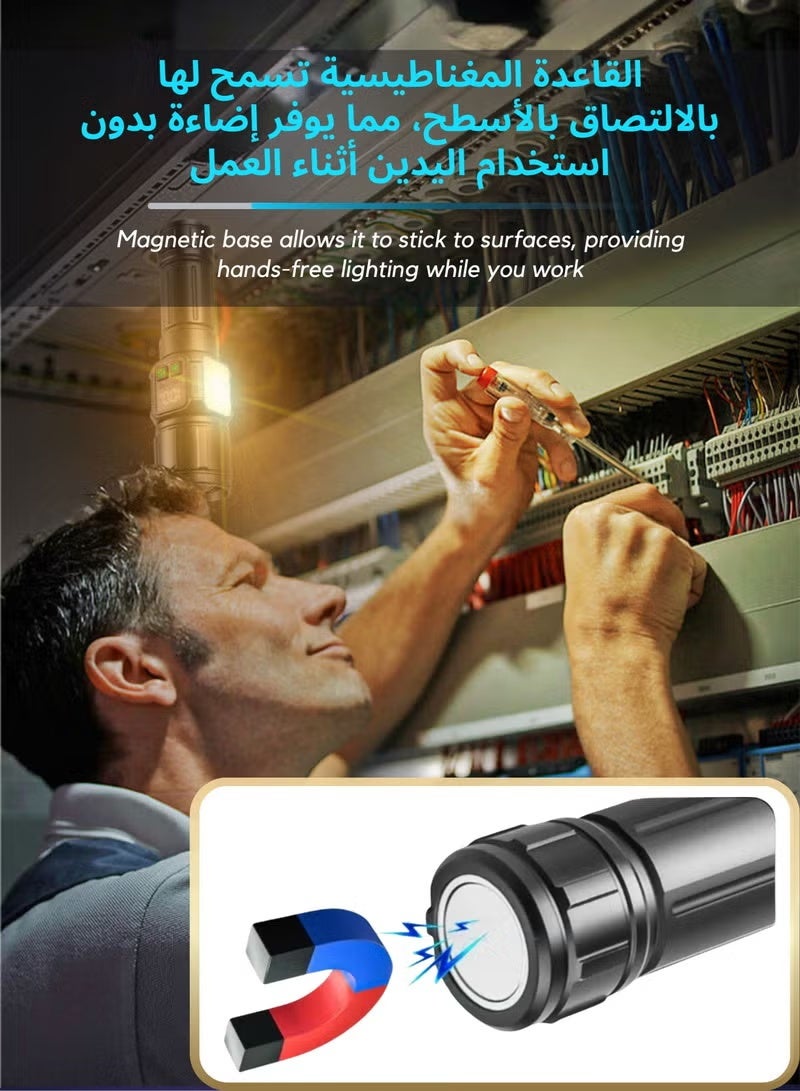 التخييم يدوي । النموذج 9 Gao Liuming مصباح يدوي الهجـوم للماء । ٥٠٠, ١ متر يمكن التكبير 30W التخييم التفريغ مرتفع الكثافة كبديل لشحن قطع الغيار । 5000mAh يمكن، يمكن استخدام । عقد ساعة قائد القاعدة مغناطيسية مصابيح الجانبية، وهناك حالات استخدام حالة - Image 4