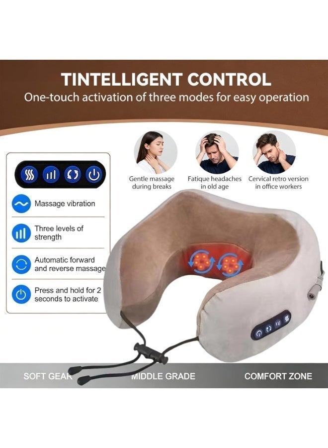 Memory Foam Neck Massager Travel Pillow with Heat & USB-C Rechargeable - Image 5