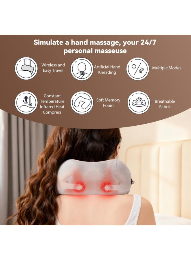 Memory Foam Neck Massager Travel Pillow with Heat & USB-C Rechargeable - Image 3