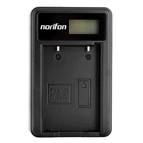 Norifon EN-EL5 شاحن USB بشاشة LCD لكاميرات Nikon Coolpix 3700, 4200, 5200, 5900, 7900, P100, P3, P4, P500, P5000, P510, P5100, P520, P6000, P80, P90, S10 والمزيد - Image 1