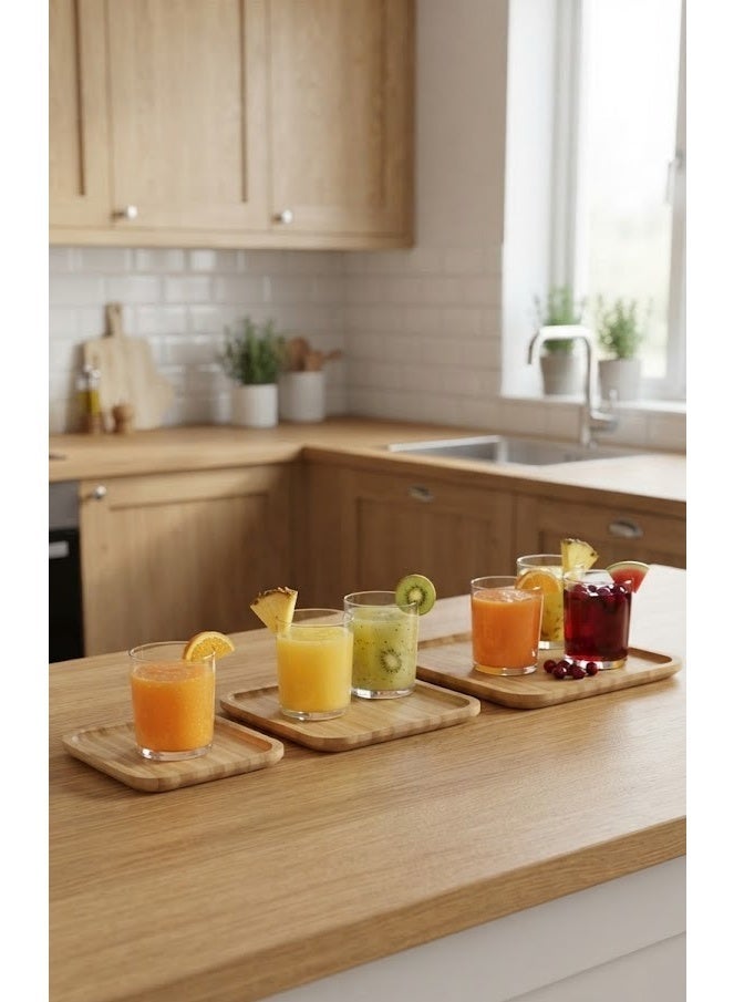 Natural Bamboo Square Serving Tray Set - 3 Pieces - Image 3
