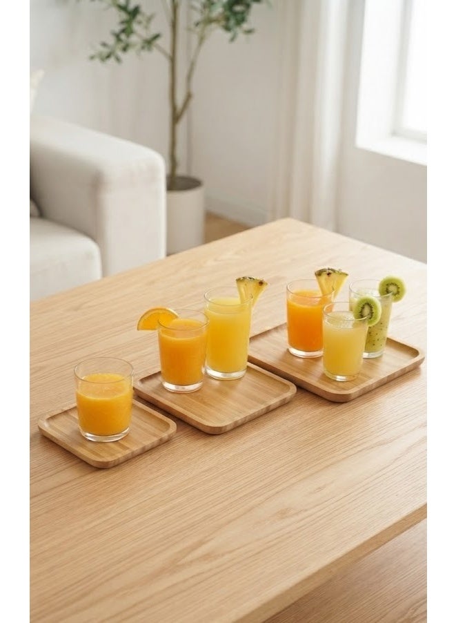 Natural Bamboo Square Serving Tray Set - 3 Pieces - Image 2