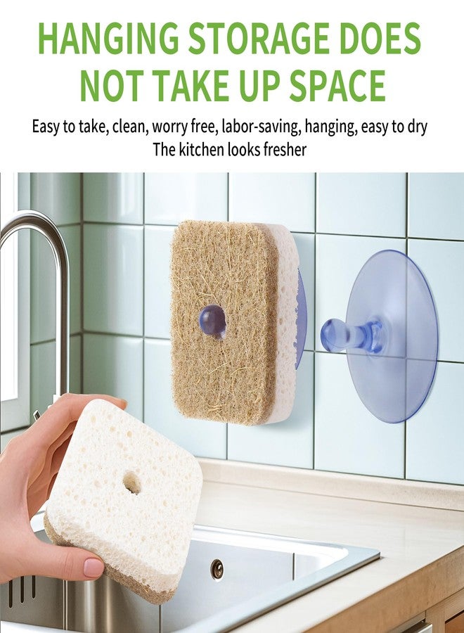 kickleen 12Pack Kickleen Natural Kitchen Scrub Dish Sponge with Suction Hanger Biodegradable Compostable Cellulose and Coconut Non-Scratch Sponge for Kitchen, Bathroom, Household (White-12) - Image 3
