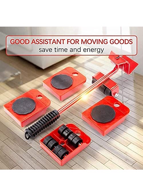 HRK HRK Heavy Furniture Lifter and Mover Tool Set, Roller Lifter Moving System with 4 Wheel Sliders Lifter Kit for Moving of Pry Bar Up to 150 Kg,Multi Color, Standard Size,Steel and PVC  - Image 4