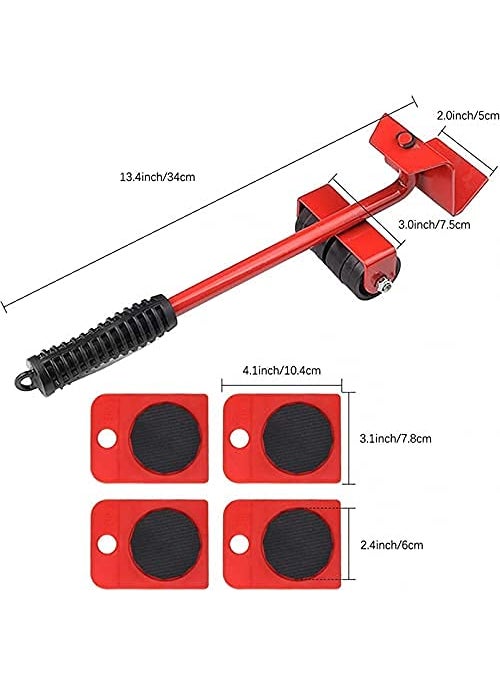 HRK HRK Heavy Furniture Lifter and Mover Tool Set, Roller Lifter Moving System with 4 Wheel Sliders Lifter Kit for Moving of Pry Bar Up to 150 Kg,Multi Color, Standard Size,Steel and PVC  - Image 5