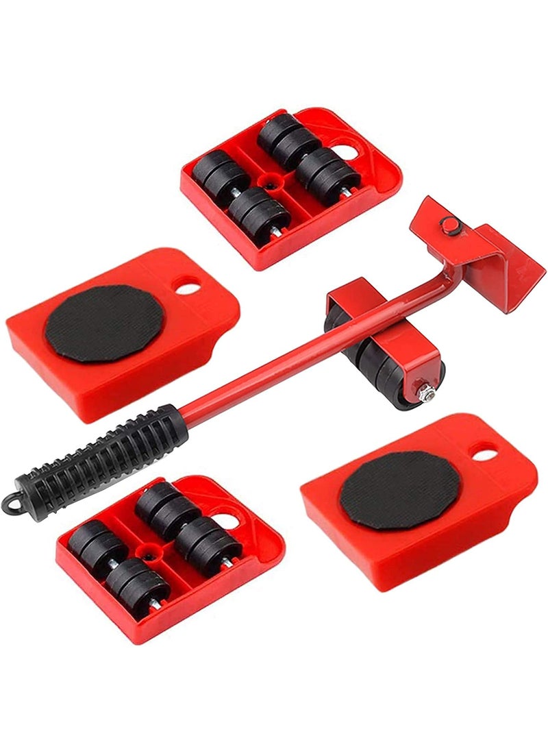 HRK HRK Heavy Furniture Lifter and Mover Tool Set, Roller Lifter Moving System with 4 Wheel Sliders Lifter Kit for Moving of Pry Bar Up to 150 Kg,Multi Color, Standard Size,Steel and PVC  - Image 1