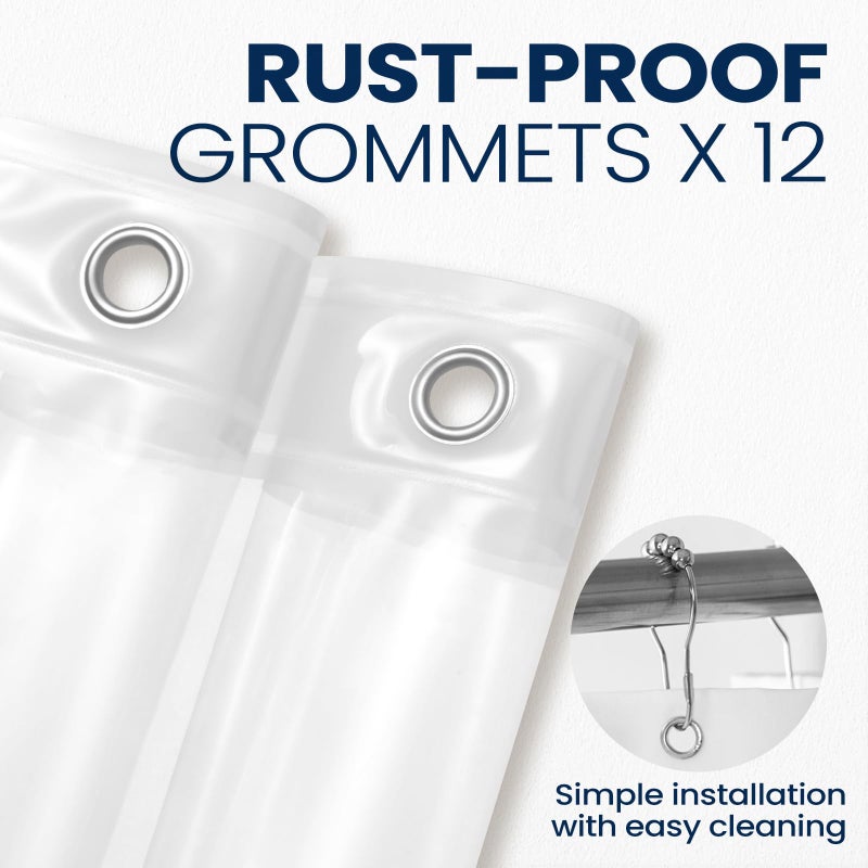 downluxe Clear Shower Curtain Liner, PEVA Heavy Duty Plastic Shower Liner with 3 Magnets, 72" x 72" Waterproof Bathroom Curtain - Image 2